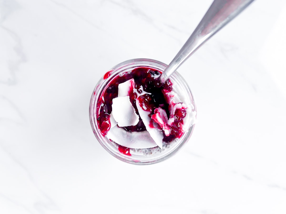 Berry Chia Pudding with Coconut Milk.