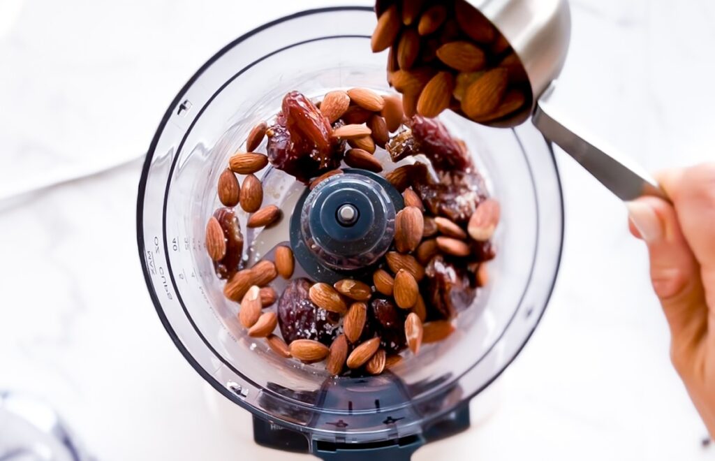 Blended date caramel in the food processor.