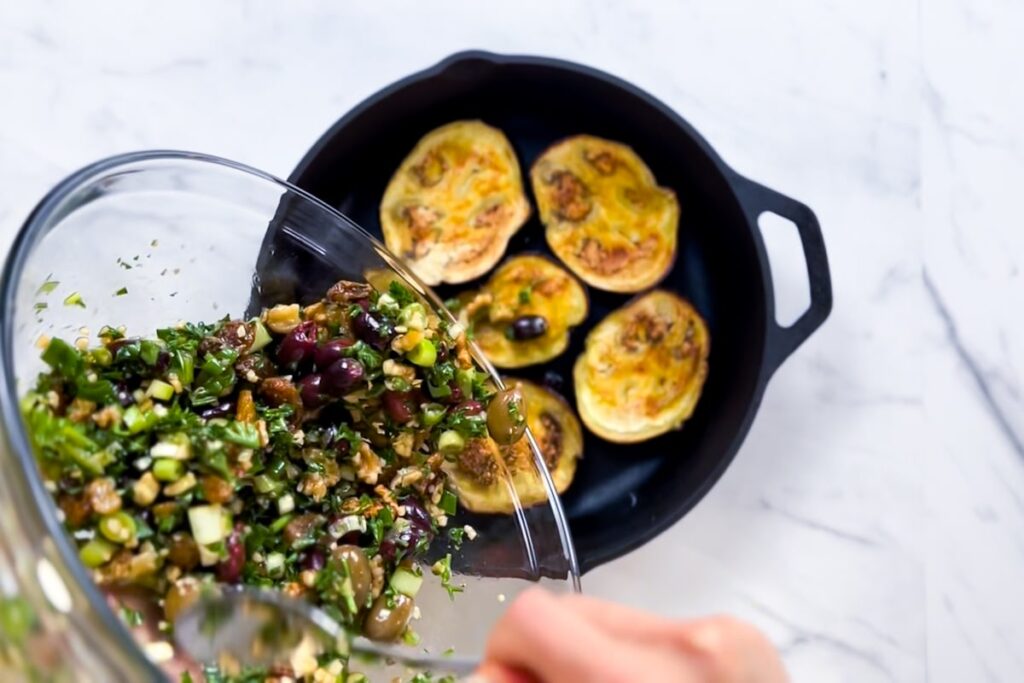 Marinated olive ingredients.