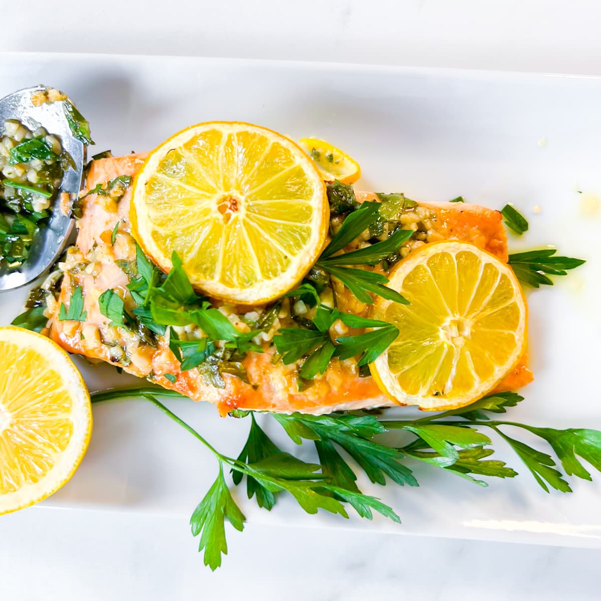 Baked salmon.