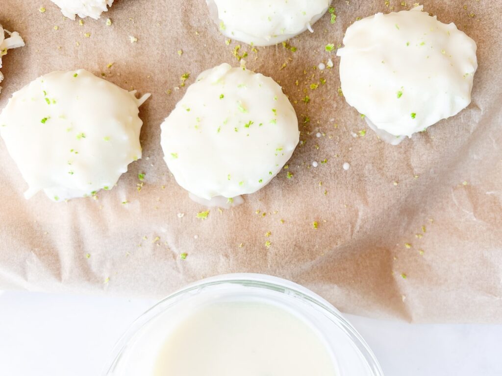 Healthy Coconut White Chocolate Balls With lime zest.