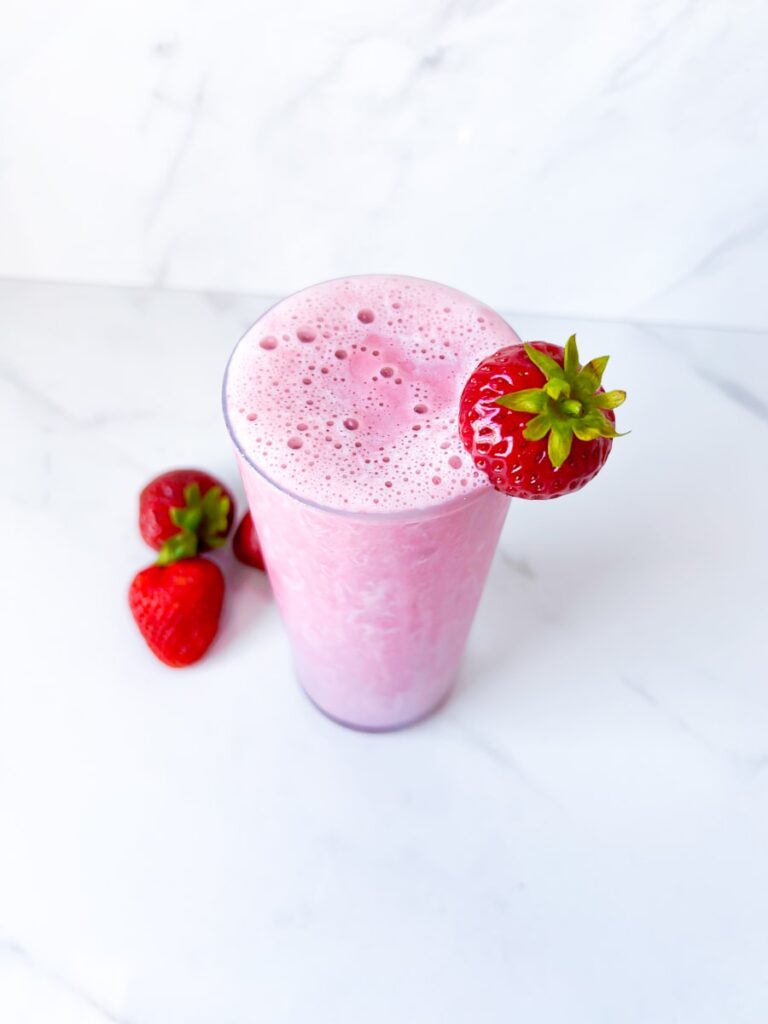 healthy strawberry shake.
