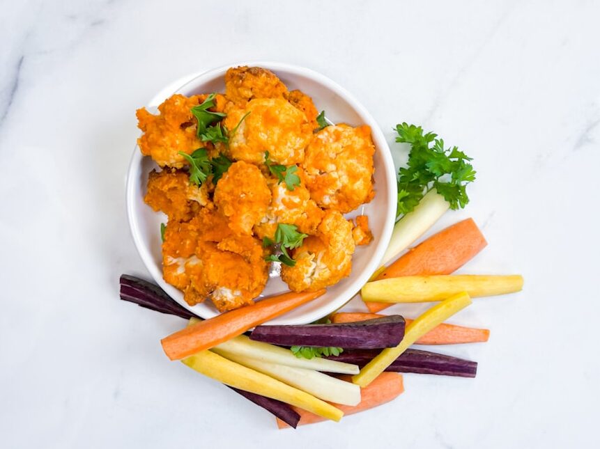 Cauliflower wings with buffalo.