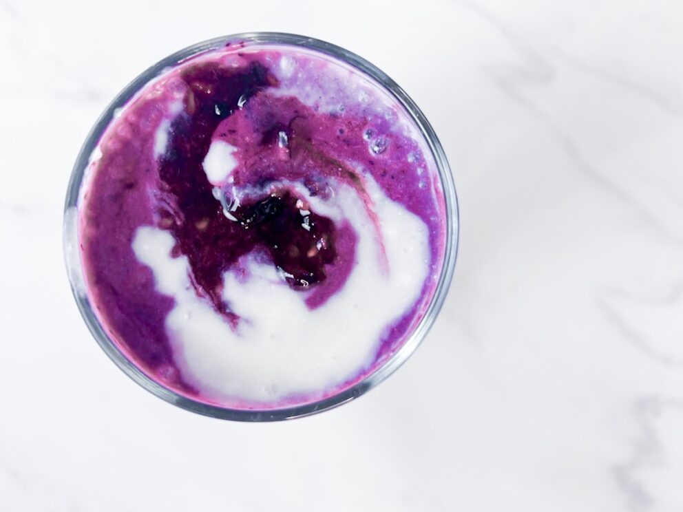 A photo of the smoothie from above..