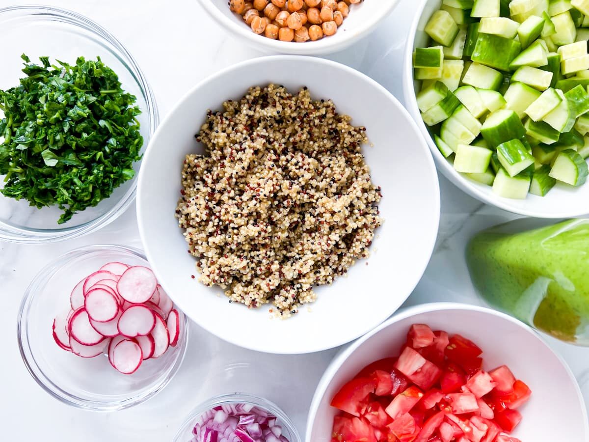 Quinoa Cucumber Salad Ingredients.